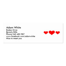 Trois coeurs cartes de visite personnelles