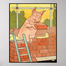Trois petits porcs : Briques pour construire une C Posters