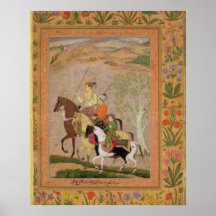 Trois princes Going Hunting, c.1635 (gouache sur l Affiches