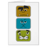 Trois visages de monstre cartes de vœux