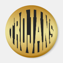 TROJANS - GOLD TEXT REFRIGERATOR MAGNET