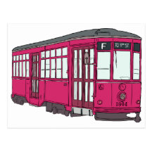 Trolley Trolleybus Streetcar Tram Trolleycar Cars Postcard