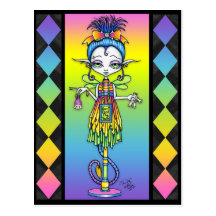 Trolly Pixie Stick Sideshow Freak Troll Postcard