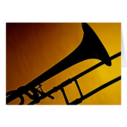 Trombone Greeting Card Gold Background