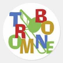 Trombone Scramble Round Stickers