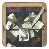 Trompe l'oeil with letters and notebooks, 1665 square stickers