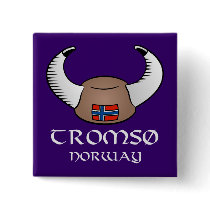 Tromso Norway Viking Hat Button