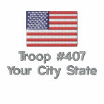 Troop Shirts with embroidered American Flag Polo
