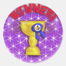 trophy purple round sticker