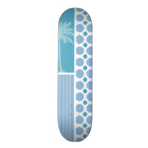 Tropical Baby Blue Polka Dots Skateboard