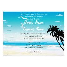 Tropical Beach  Floral Wedding Invitation