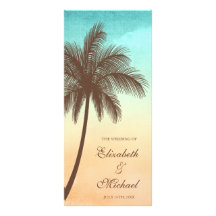Tropical Beach Palm Tree Wedding Program Customized Rack Card