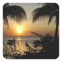Tropical Beach Paradise Square Stickers