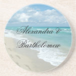 Tropical Beach Scene Personalized Keepsake coasters