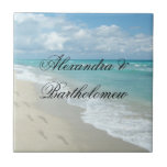 Tropical Beach Scene Personalized Keepsake tiles