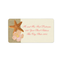 Tropical Beach Starfish and Hibiscus Custom Address Labels