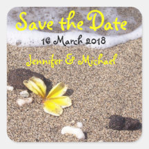 Tropical Beach Wedding / save the date Stickers