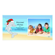 Tropical Christmas Dolphin Family Photo Card.