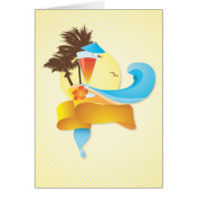 Tropical Cocktail and Waves Card