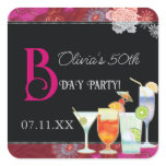 Tropical Cocktails Birthday Party Favours Sticker