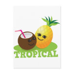 TROPICAL cute Kawaii Coconut and pineapple Post Cards