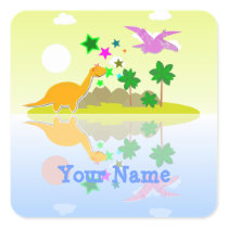 Tropical Dinosaurs Island Name Stickers
