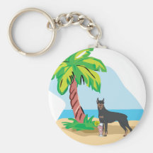 Tropical Doberman Key Chain