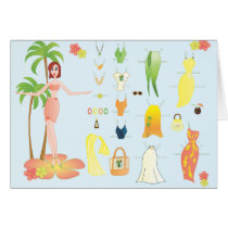 Tropical Fashions Paper Doll Card