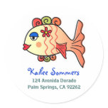 Tropical Fish Address Labels Round Sticker