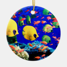 Tropical Fish in Coral Sea Ornaments