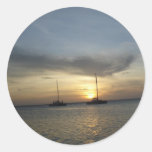 Tropical Fishing Boats Round Sticker