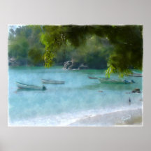 Tropical Fishing Village/Villa Pesquera Tropical Print