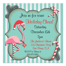 Tropical Flamingo Christmas Party Invitation