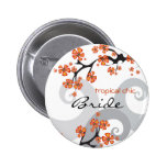 Tropical Flower Swirl Wedding Name Tag / Button