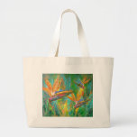 Tropical Flowers Birds Of Paradise Painting Canvas Bag