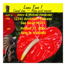 Tropical Flowers Luau Custom Invitation
