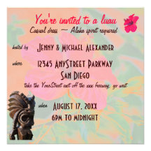 Tropical Flowers Luau Personalized Invitations