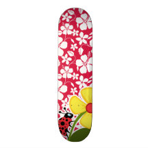 Tropical Fuschia Hibiscus; Ladybug Skate Board