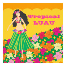 Tropical Girl Tropical Luau Invitations