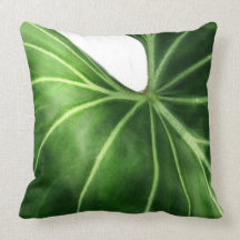 Tropical Green Leaf Throw Pillow