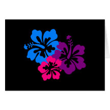 Tropical Hibiscus Flowers in Bright Colours Greeting Cards