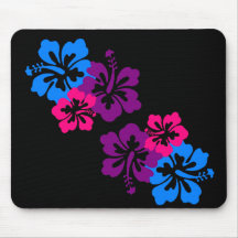 Tropical Hibiscus Flowers in Bright Colours Mousepad