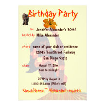 Tropical Hula GIrl Birthday Party Custom Announcement