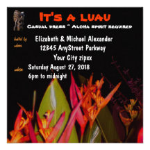 Tropical Island Flowers Luau Announcements
