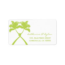 Tropical Knotted Palm Trees Green Beach Labels