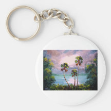 Tropical Lake View Key Chains