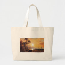Tropical Landscape With Fishing Boats by Bierstadt Bag