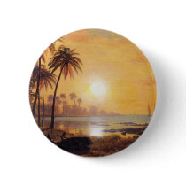 Tropical Landscape With Fishing Boats by Bierstadt Pinback Button