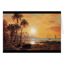Tropical Landscape With Fishing Boats by Bierstadt Cards