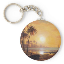 Tropical Landscape With Fishing Boats by Bierstadt Key Chains